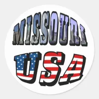 Missouri Picture and USA Text Classic Round Sticker