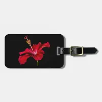 Red Hibiscus Flower Side View Luggage Tag