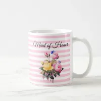 Maid of Honor Pink Rose Bouquet Personalized  Mug