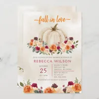 Pumpkin Fall In Love Fall Bridal Shower Invitation