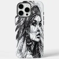 Brave Indian girl warrior in tribal dress iPhone 16 Pro Max Case