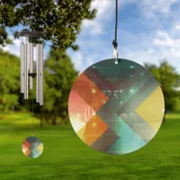 Seventies Orange Abstract Techno Triangles Wind Chime