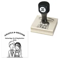 Simple, Cartoon-Iike  Spouses Illustration Wedding Rubber Stamp