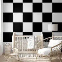 [Classic Checkerboard] Black and White 12" Squares Wallpaper