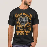Family Name Orange Heart Photo Creepy Halloween T-Shirt