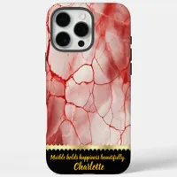 Stunning red and white marble patterns iPhone 16 pro max case