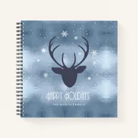Deer Antlers Silhouette & Snowflakes Blue ID861 Notebook