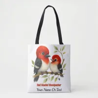 Feisty Red-headed Woodpecker Tote Bag