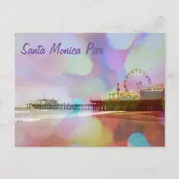 Colorful Blurry Bokeh Santa Monica Pier Postcard