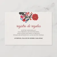 Floral Colorful Botanical Flowers Spanish Wedding Enclosure Card