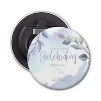 Rustic Watercolor Aqua Lilac Leaves Save the Date Bottle Opener