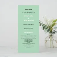 Modern Mint Green Wedding Program