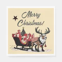 Retro Santa's Sleigh  Napkins