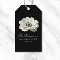 Elegant Anenome Flower Wedding Black & White Gift Tags