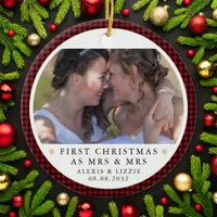 Personalized First Christmas Mrs & Mrs Photo Ceramic Ornament