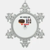 Eat Drink And Be Scary Retro Classic Snowflake Pewter Christmas Ornament