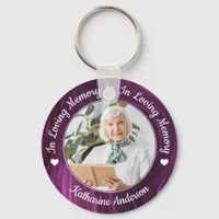 Funeral Loving Memory Custom Photo Purple Memorial Keychain