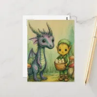 Baby Dragon and Elf With Eggs Postcard