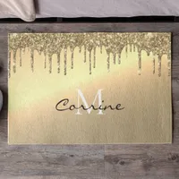 Monogrammed Antique 14k Gold Dripping Glitter Doormat