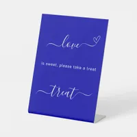 Love is sweet royal blue wedding treat sign