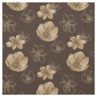 Chic Gold Foil Floral Pattern Fabric