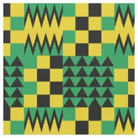 Jamaican Flag Colored African Geometric Pattern Fabric