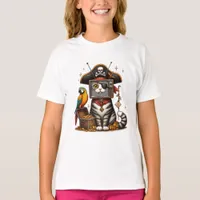 A cute Pirate Cat with TV on head T-Shirt