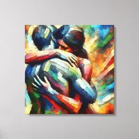 Lover's Embracing ai Oil Paint Style Canvas Print