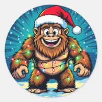 Funny Christmas Bigfoot Sasquatch Classic Round Sticker