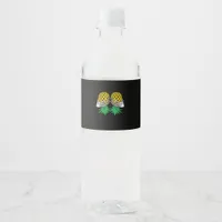Halloween Upside Down Pineapple Swinger Skeleton Water Bottle Label