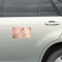 Mobile Notary Quill Rose Gold Brushed Metal   Car Magnet