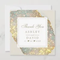 Modern Iridescent Glitter Wedding Thank You Card