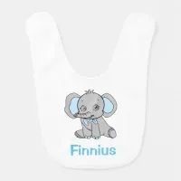 l Blue Cute Personalized Baby  Elephant Baby Bib