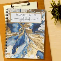 Modern Blue & Gold Watercolor Abstract Sketchbook Notebook