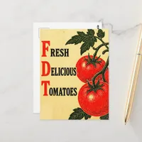 Funny Fresh Delicious Tomatoes Vintage Style Postcard