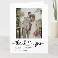 Simple Script Elegant Handwritten Photo Wedding Th Thank You Card