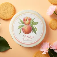 Peach Fuzz Baby Shower Sugar Cookie