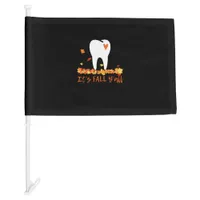 Cute Fall Dental Tooth And Leaves It’s Fall Y’all Car Flag
