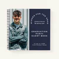 Photo Male Graduation 2025 Party Navy Guest Book