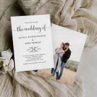 Modern Elegant Minimalist Script Photo Wedding Invitation