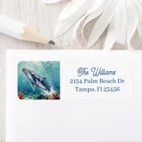 Beautiful Impasto Whale Oceanic Illustration Label