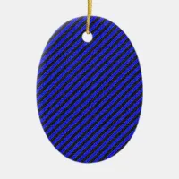 Thin Black and Blue Diagonal Stripes Ceramic Ornament