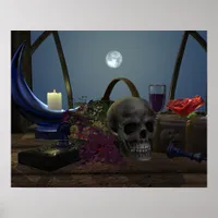 Spooky Still Life in Moonlight Poster