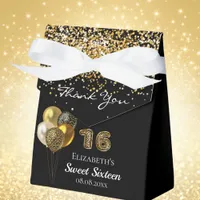 Sweet 16 black gold leopard print balloons favor boxes
