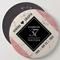 Elegant 37th Alabaster Wedding Anniversary Button
