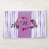 Watercolor Lavender Purple Stripes Floral Frame HP Laptop Skin