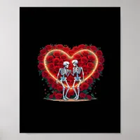 Skeleton Couple Holding Hands Inside A Heart Of Ro Poster