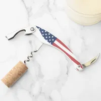 Patriotic Red White and Blue American Flag Waiter's Corkscrew