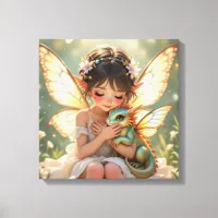 Fairy and Dragon | Chibi Anime Fairy Tale Canvas Print
