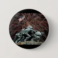 US Marines War Memorial Iwo Jima Fireworks Pinback Button